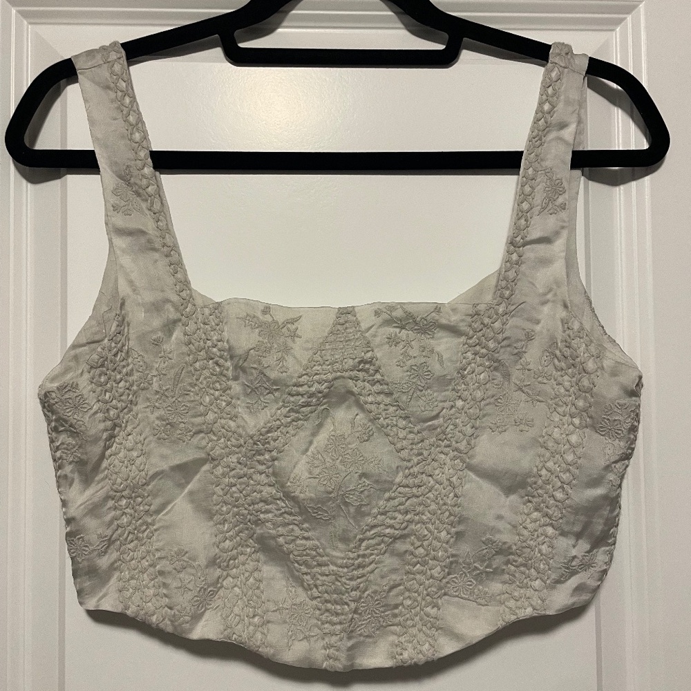 White Lace-Up Top